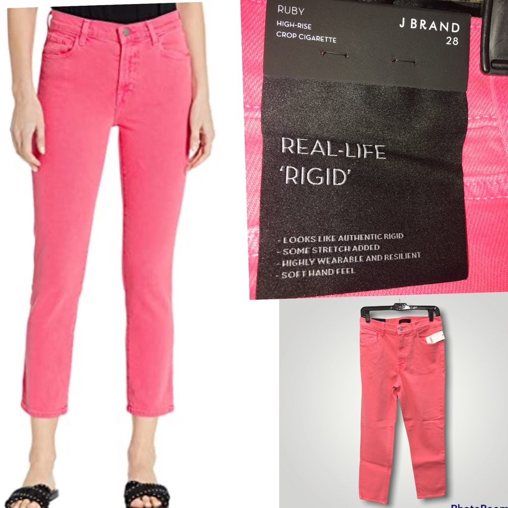 NWT J Brand High-rise crop cigarette sz 28 coral